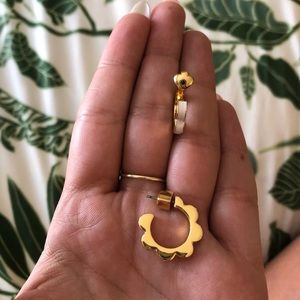 Kate Spade ♠️ Gold and White Hoops